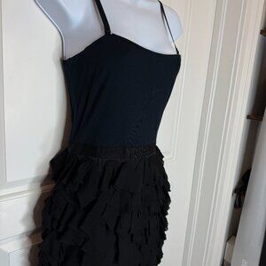 Haute Hippie Black Ruffle Bottom Dress — Size M